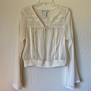 Beautiful semi sheer long sleeve waist length top
